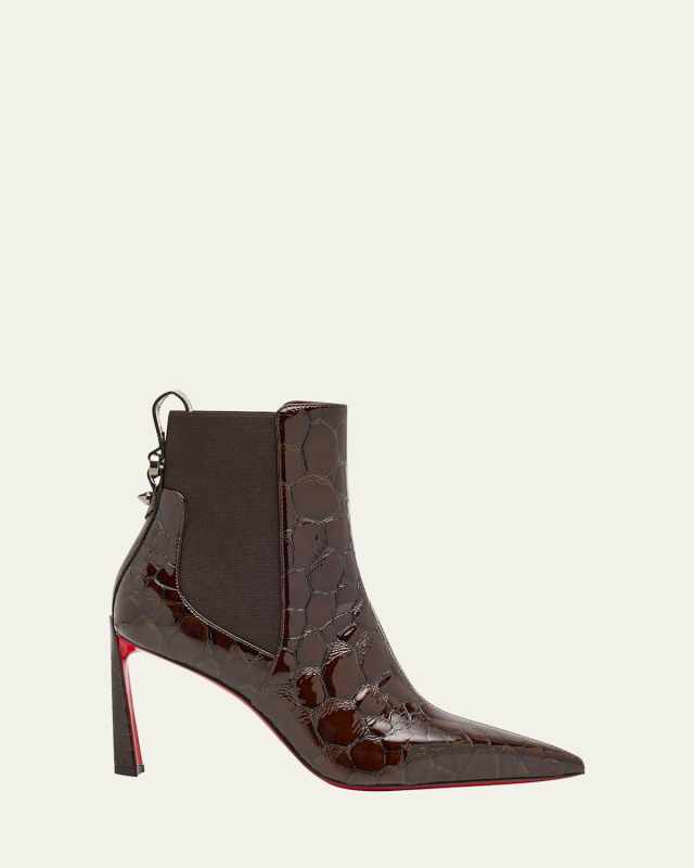 Condodo Croc-Embossed Patent Leather Booties